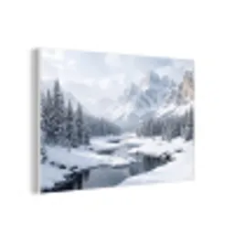 Sneeuwlandschap - Bergen - Rivier - Winter forex 5mm xxl -3d