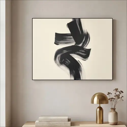 Strepen - Zwart - Abstract Textielframe zwart klein -sfeer2