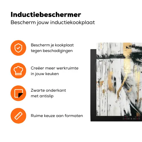 Portret - Vrouw - Penseelstreken - Goud Inductie beschermer vinyl 3mm klein -zzzzzzz-td-ups