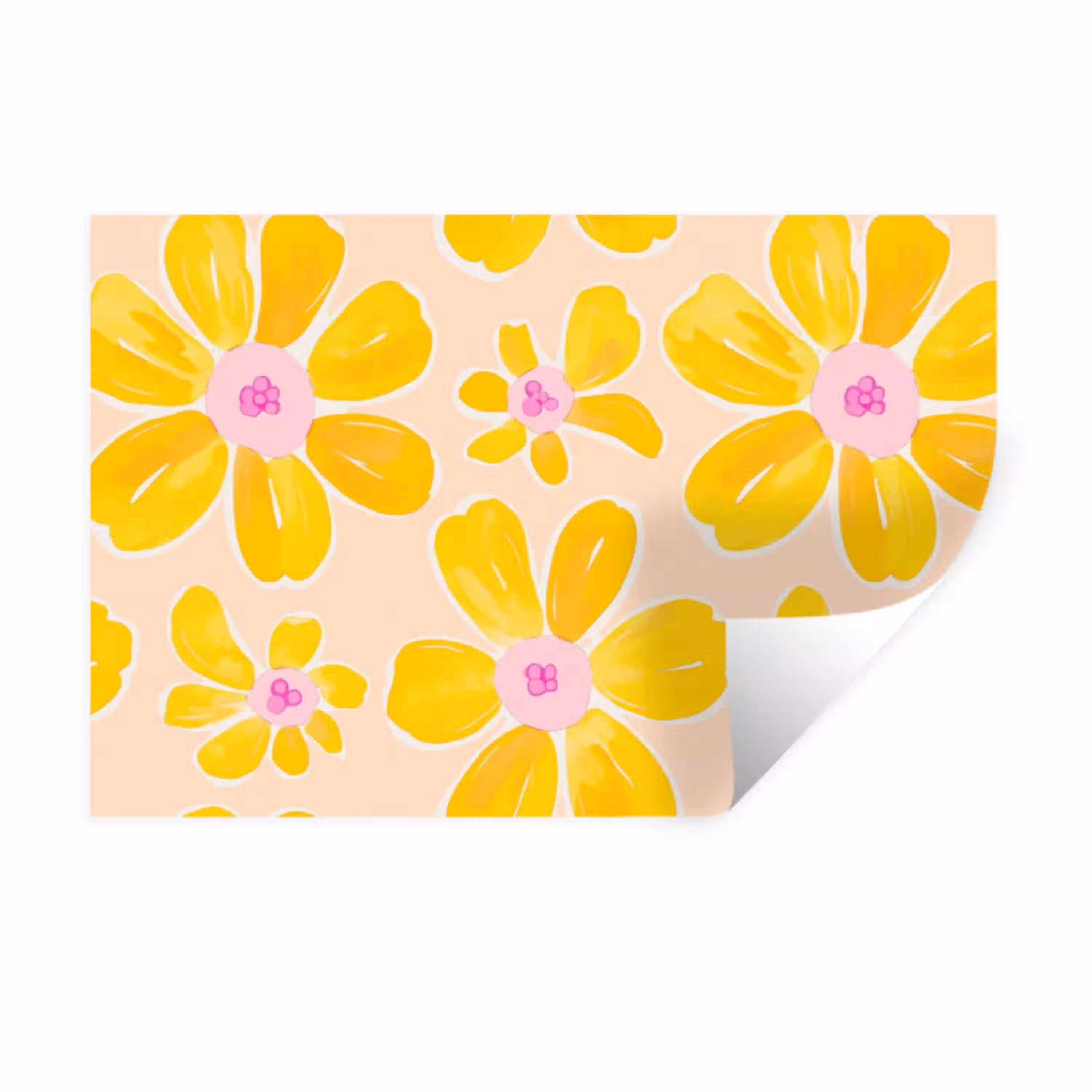 Zomers - Bloemen - Geel Muursticker klein 286 -3d