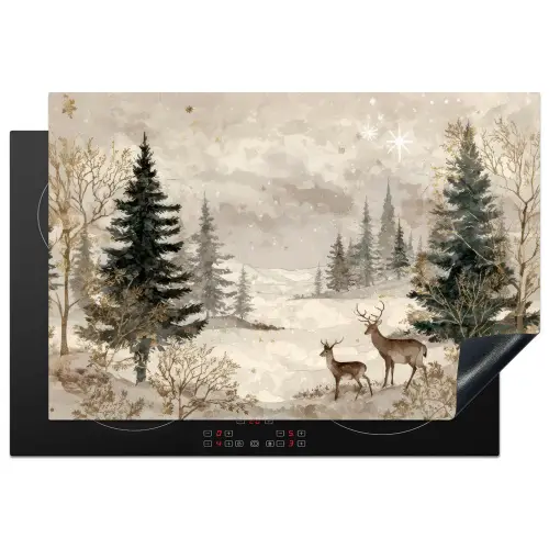 Bos - Herten - Winter - Sneeuw Inductie beschermer vinyl 3mm klein -3d