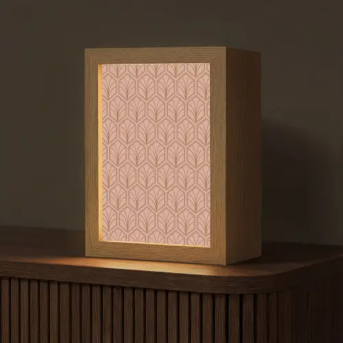 Zalmroze - Patroon - Geometrisch Light Box met kabel (Tafellamp) klein 925 -z3d_website