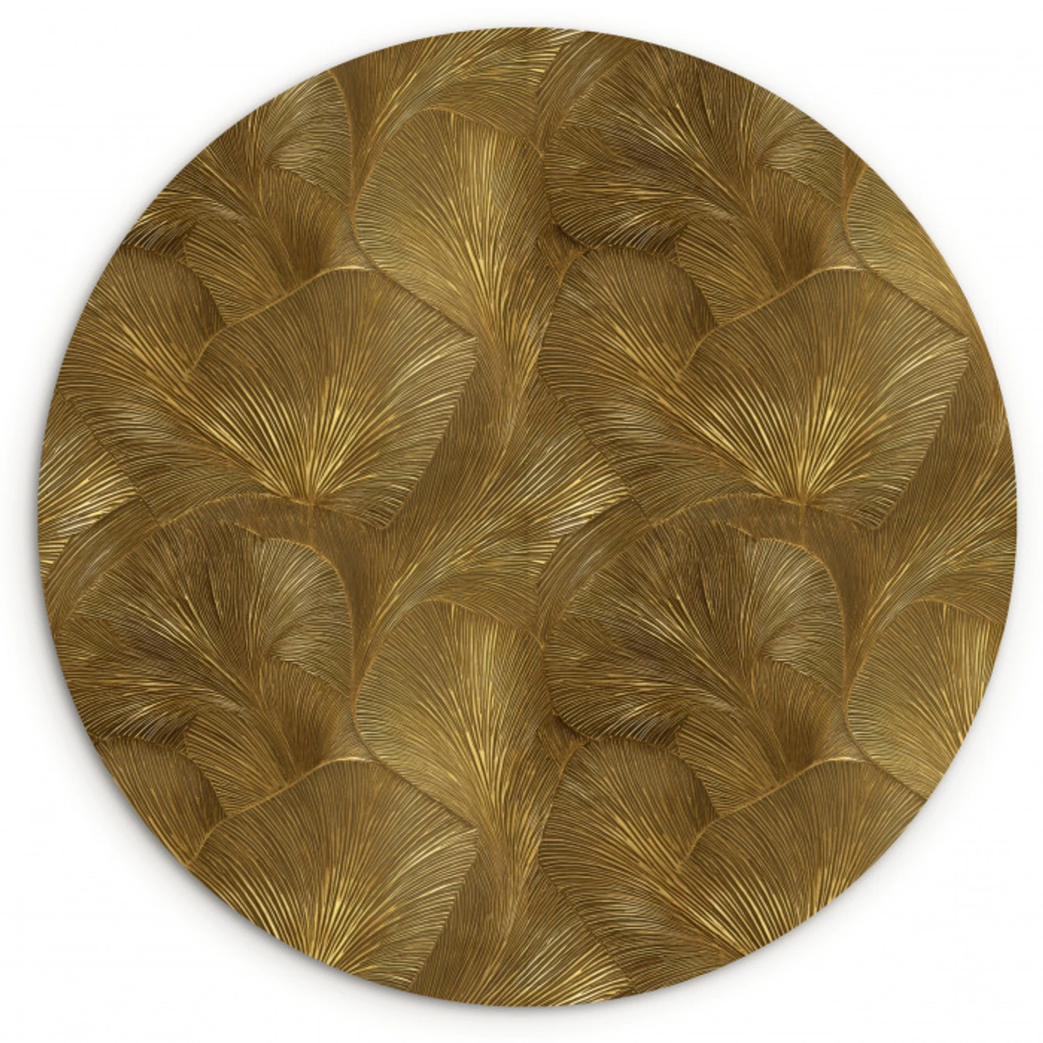 Organisch - Lijnen - Goud Wandcirkel kunststof plaat 5mm dik klein 188 -3d