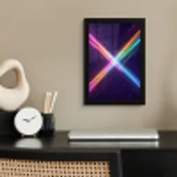 Kruisen - Lasterstralen - Neon fotolijst zwart zonder passe partout klein -sfeer1