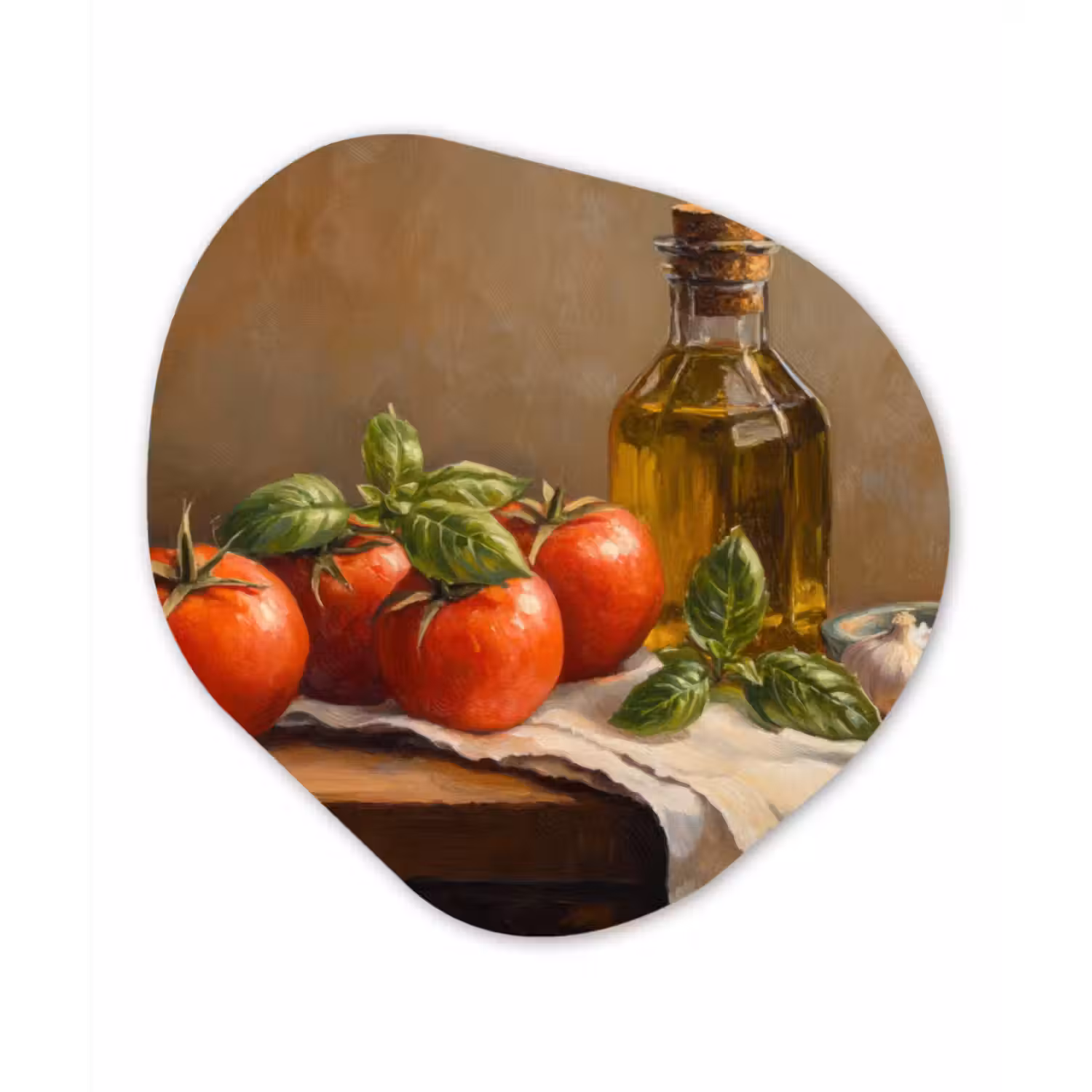 Organische vorm - schilderij - Aluminium - Tomaten - Olijfolie - Stilleven