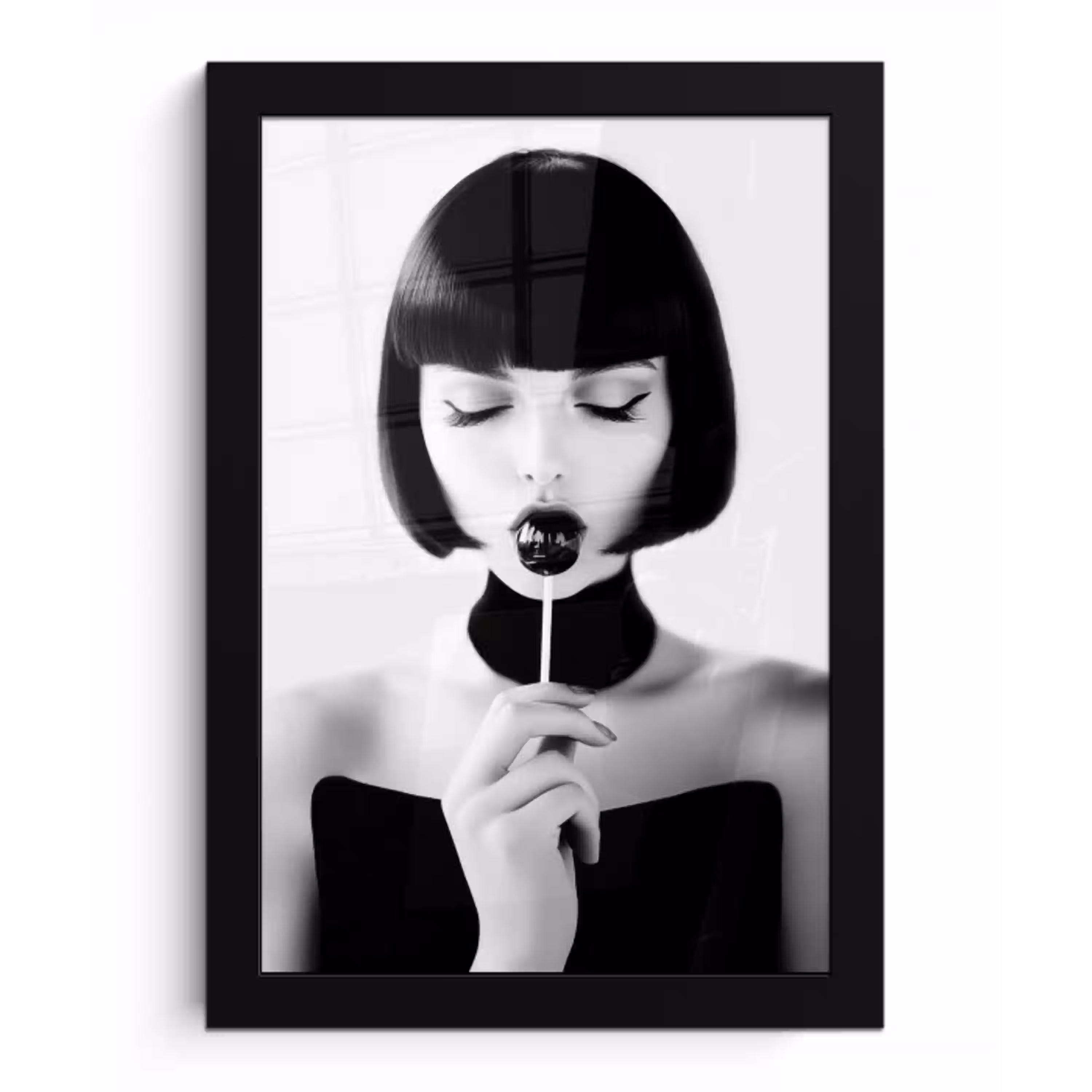Vrouw - Lolly - Zwart - Wit fotolijst zwart zonder passe partout klein -3d