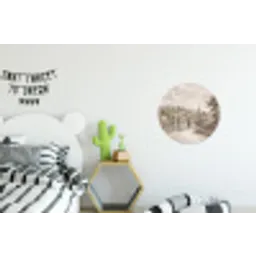 Dorp - Brug - Uitzicht - Groen Wandcirkel aluminium klein -kinderkamer