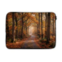 Bospad - Herfstbos - Bladeren - Oranje - Nostalgisch laptophoes neopreen klein -3d