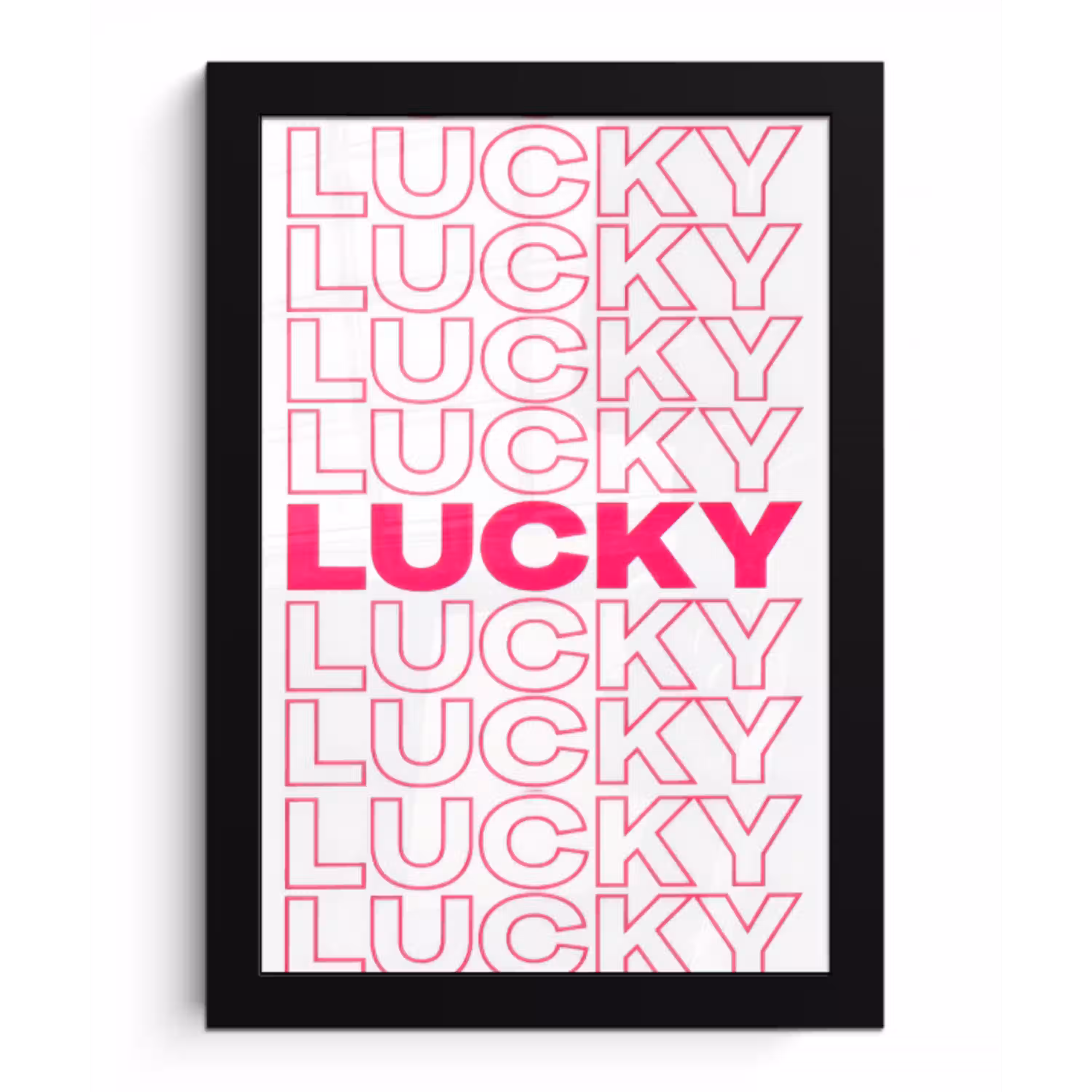Lucky - Roze - Patroon fotolijst zwart zonder passe partout klein -3d