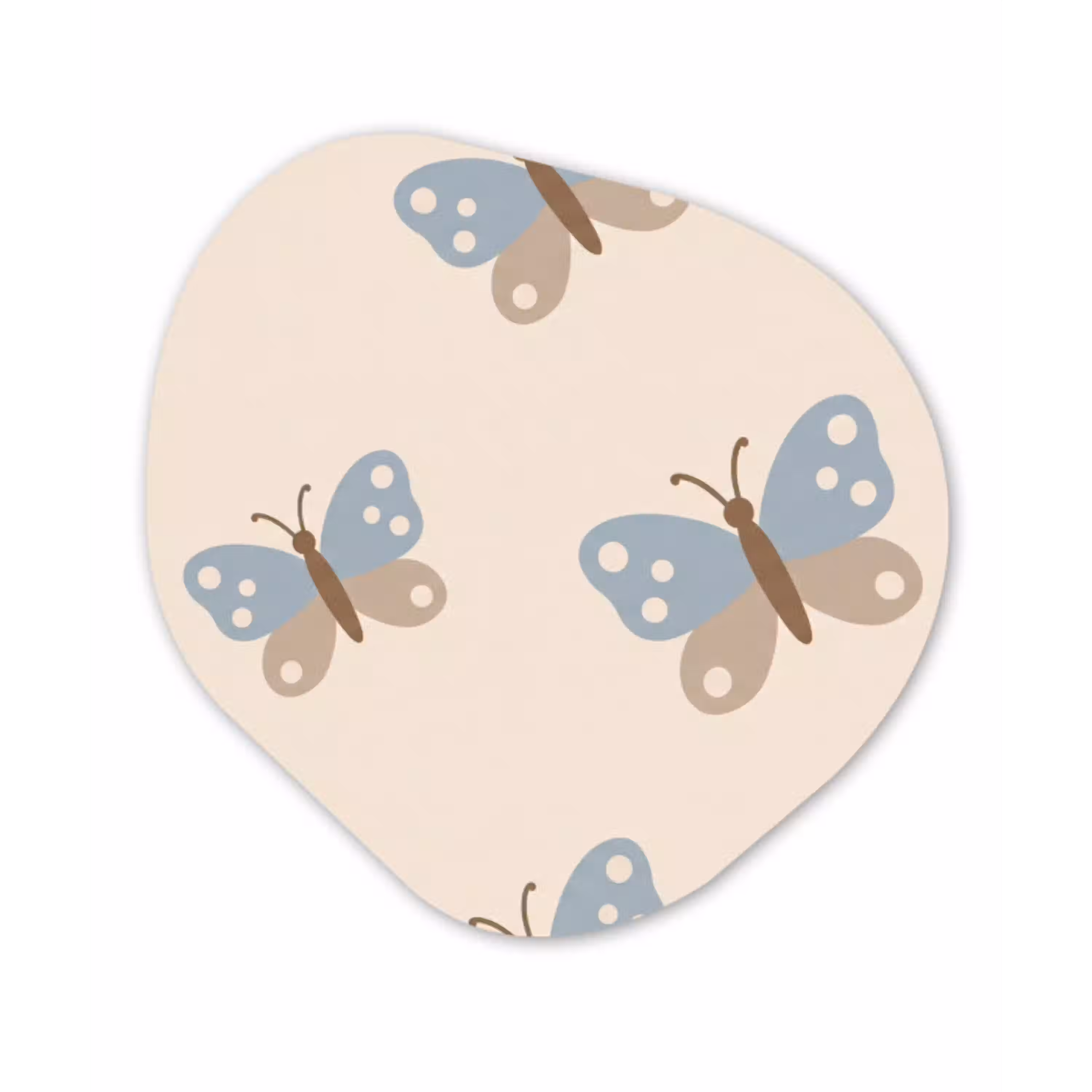 Insect - Vlinderpatroon - Abstract - Blauw - Beige Wandcirkel Organisch Aluminium middel -3d
