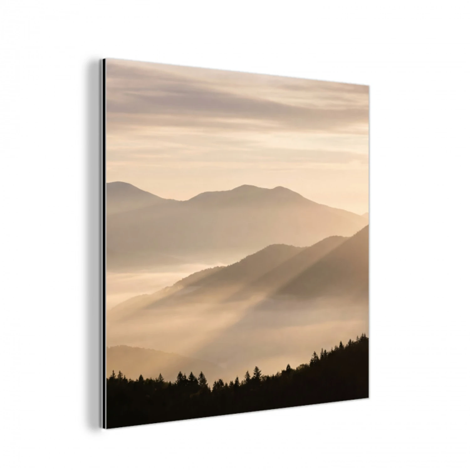 Bergen - Mist - Zonnestralen aluminium wit klein -3d