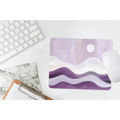 Golven - Heuvels - Abstract - Paars muismat rubber klein -witbureau