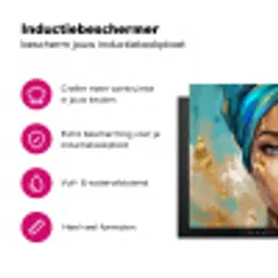 Portret - Vrouw - Schilderij - Blauw - Goud - Expressief Inductie beschermer vinyl 3mm klein -wsfeer2_website