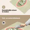 Bloemen - Illustratie - Geruit - Groen Inductie beschemer met haakjes klein -ky-schoon-nl