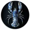 Kreeft - Delftsblauw - Schild - Stoer Wandcirkel kunststof plaat 5mm dik klein -3d