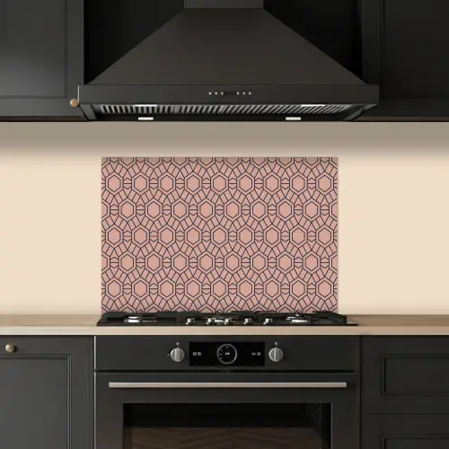 Strak - Patroon - Roze - Donkerblauw keuken achterwand spatscherm klein 900 -sfeer1