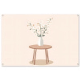Vaas - Bloemen - Madeliefjes - Beige tuinposter los doek groot -3d