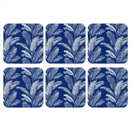 Blad - Palm - Blauw onderzetter kurk middel 366 -3d