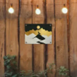 Wolf - Bergen - Maan - Zwart tuinposter los doek klein -sfeer1