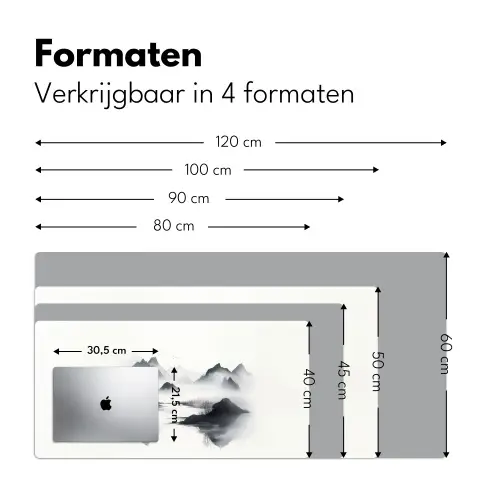 Bergen - Mistig - Water - Wit Muismat XXL klein -sfeer5