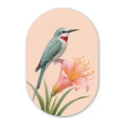 Vogel - Bloem - Natuur - Roze Wandcirkel Ovaal Forex klein -3d