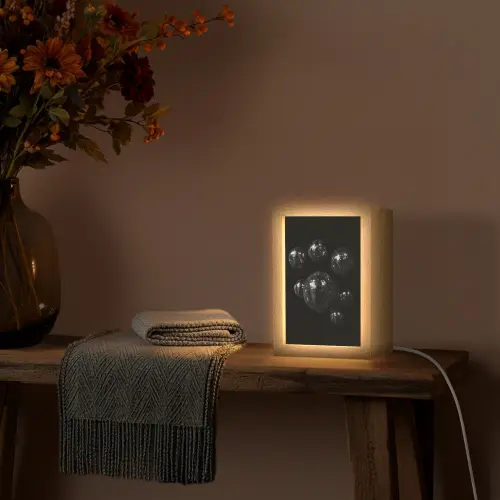 Discoballen - Minimalistisch - Zwart Light Box met kabel (Tafellamp) klein -sfeer4