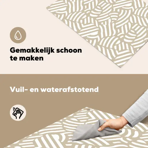 Abstract - Modern - Beige Inductie beschemer met haakjes klein 777 -ky-schoon-nl
