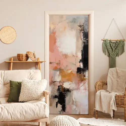 Kunst - Abstract - Beige - Verf deurposter klein -sfeer2