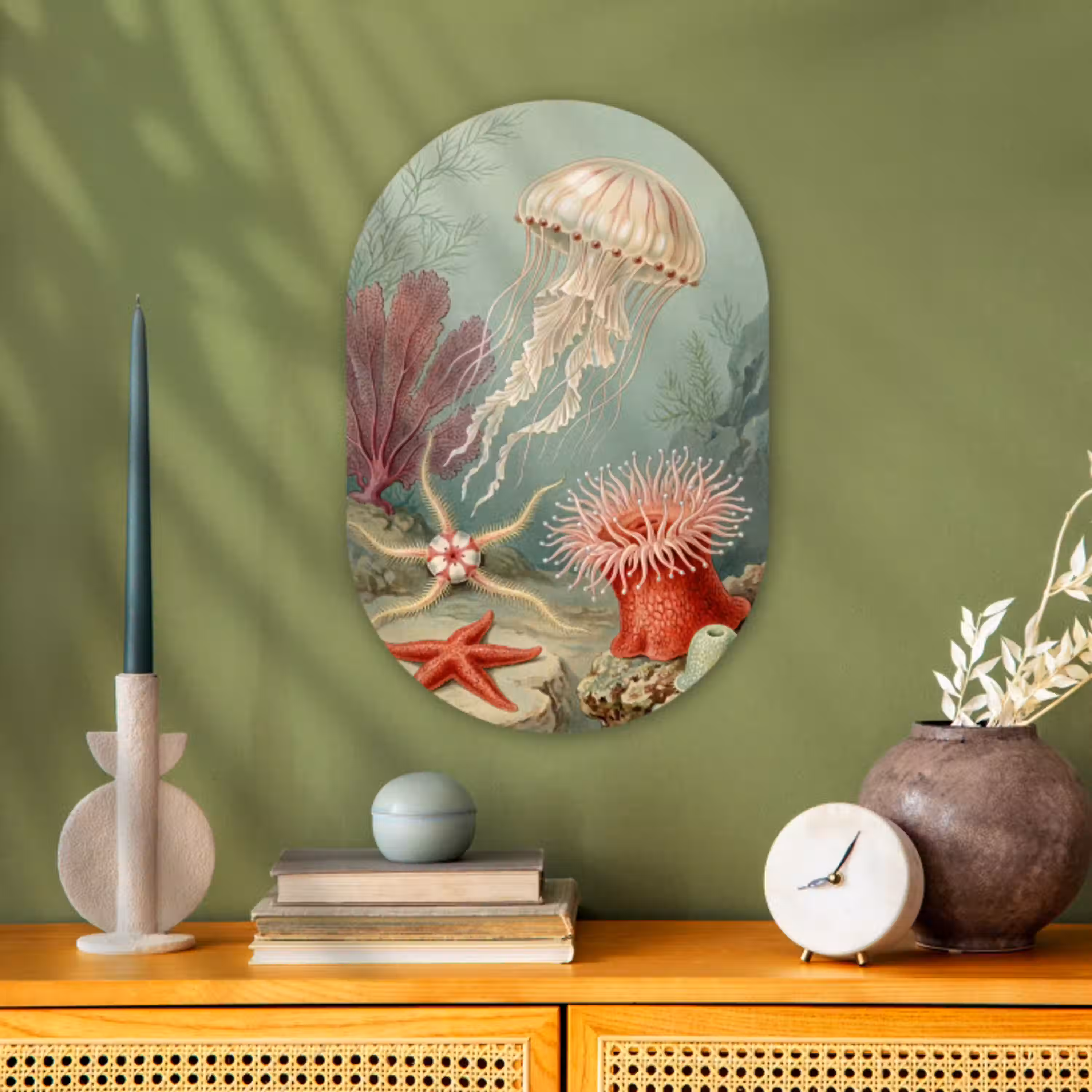Zeeleven - Kwal - Onderwater - Illustratie - Beige Wandcirkel Ovaal Forex klein -sfeer2