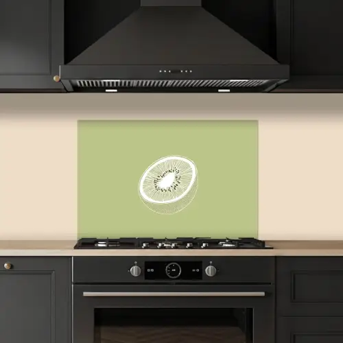 Kiwi - Lijntekening - Minimalistisch - Groen keuken achterwand spatscherm klein -sfeer1