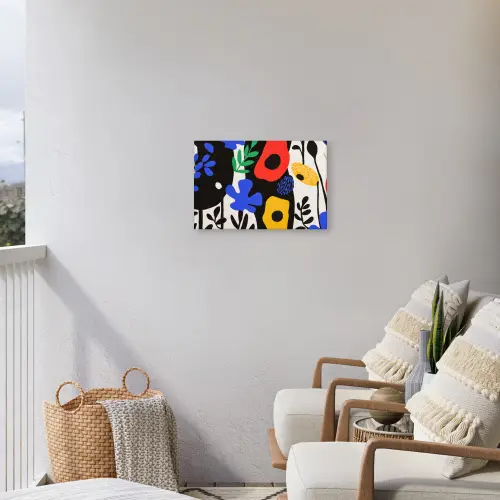 Bloemen - Bladeren - Abstract - Zwart Tuinposter op houten frame 2 cm dik klein -sfeer1