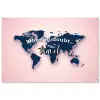 Roze - Quote - Wereldkaart - Travel tuinposter los doek groot -3d