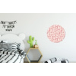 Doolhofpatroon - Roze - Wit - Abstract Wandcirkel aluminium klein 190 -kinderkamer