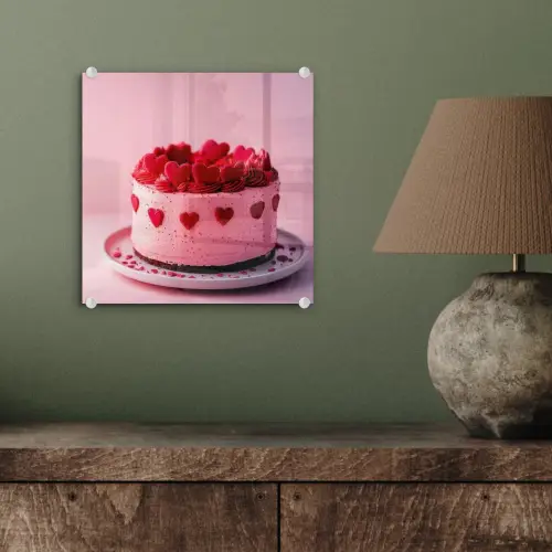 Taart - Hart - Roze plexiglas 5mm klein -sfeer3