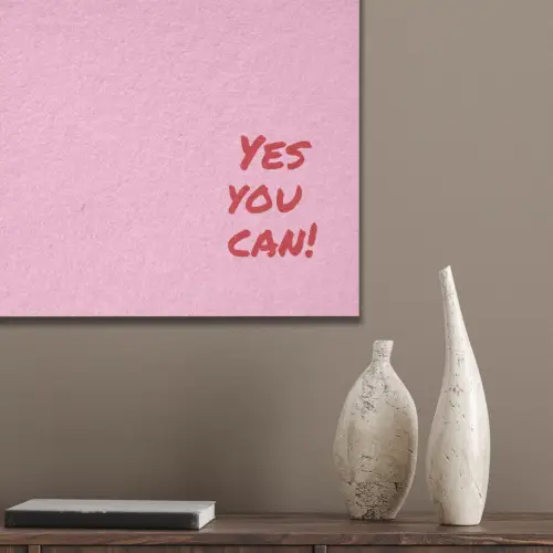 Yes you can do it - Rood - Roze PET vilt klein -sfeer6_closeup