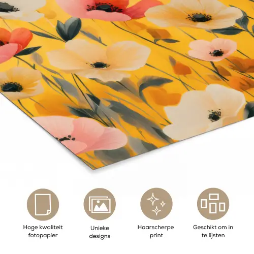 Bloemen - Veld - Geel poster papier klein -closeup_NL