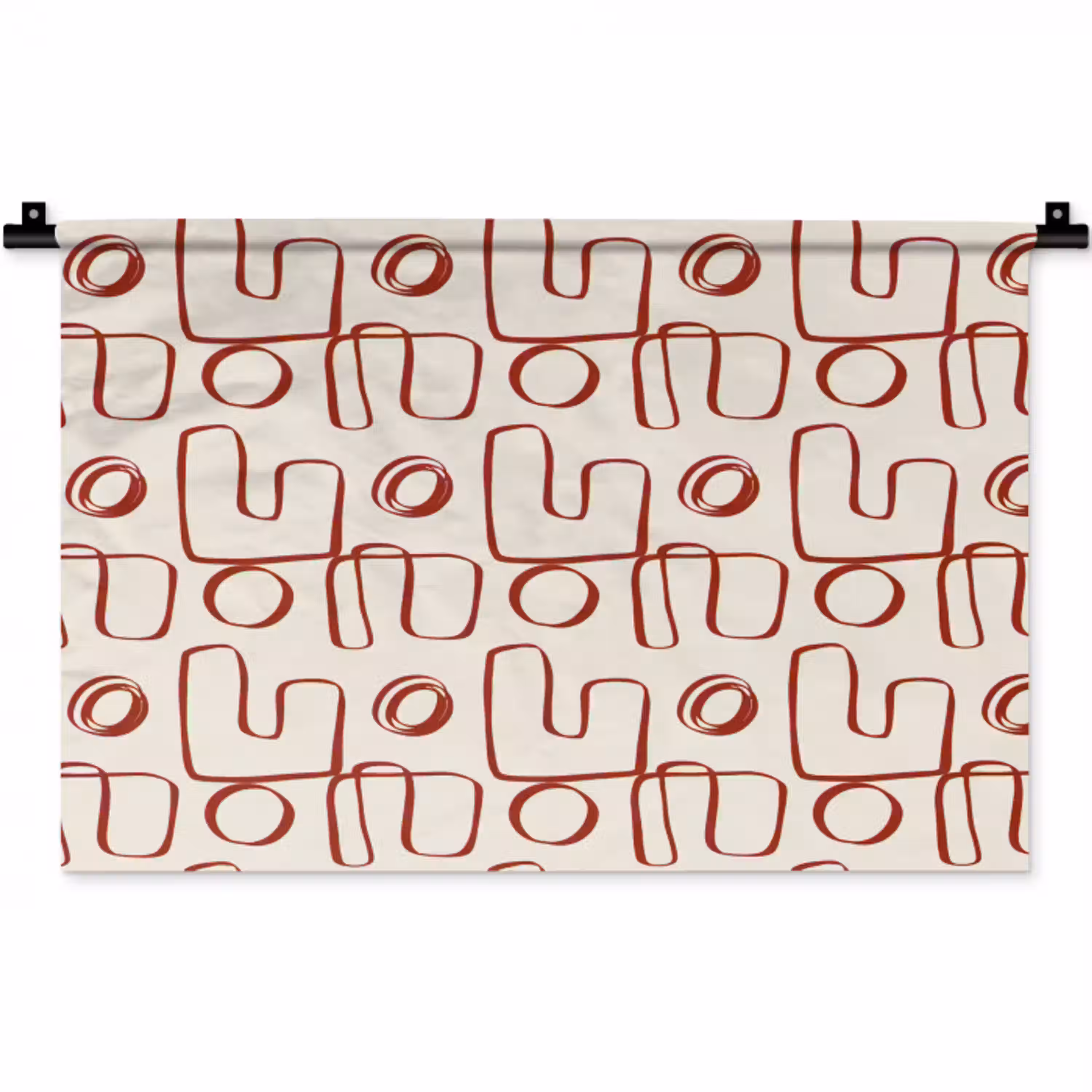 Abstract - Patroon - Beige - Rood Wandkleed katoen klein 269 -zz3d