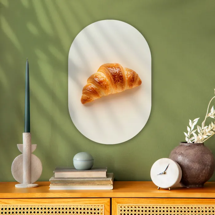 Croissant - Brood - Beige Wandcirkel Ovaal Forex klein -sfeer2