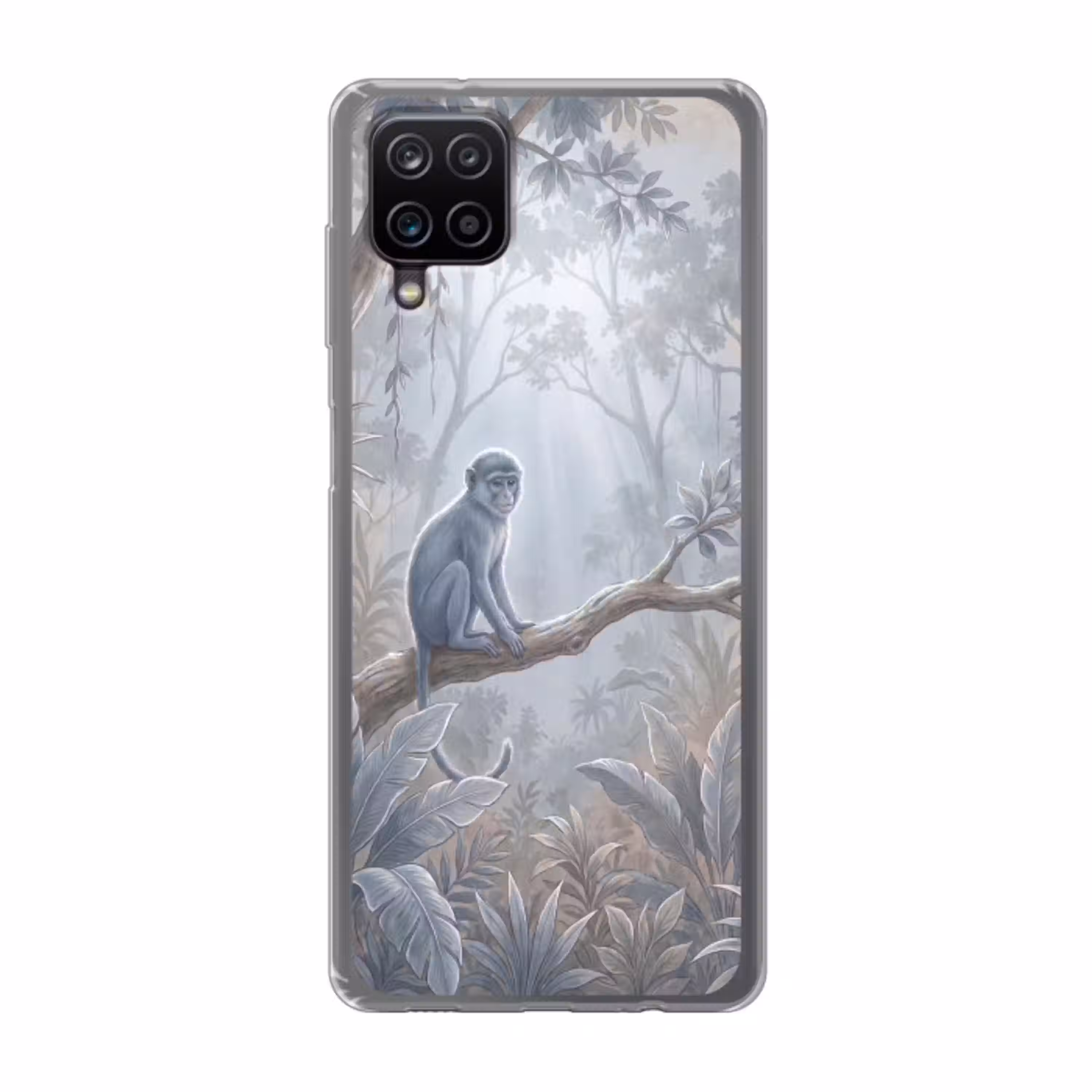 Aap - Boom - Jungle - Natuur - Grijs Telefoonhoesje Samsung Galaxy A12 klein -3d