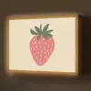 Aardbei - Minimalistisch - Rood - Fruit Light Box met batterij (Wandlamp) middel -z3d_website