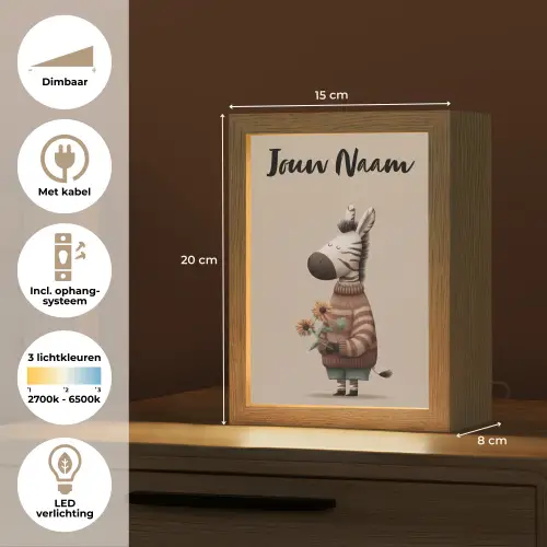 Zebra - Zonnebloemen - Warm Light Box met kabel (Kinderlampje) klein -USP_NL