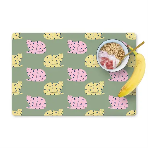 Pastel - Katten - Vlekjes - Groen Placemat vinyl groot 368 -zzzproduct_Kitchenyeah-website