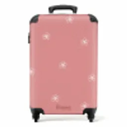 Roze achtergrond met witte bloemen NBS - Handbagage koffer - Unisex middel -productfoto_recht