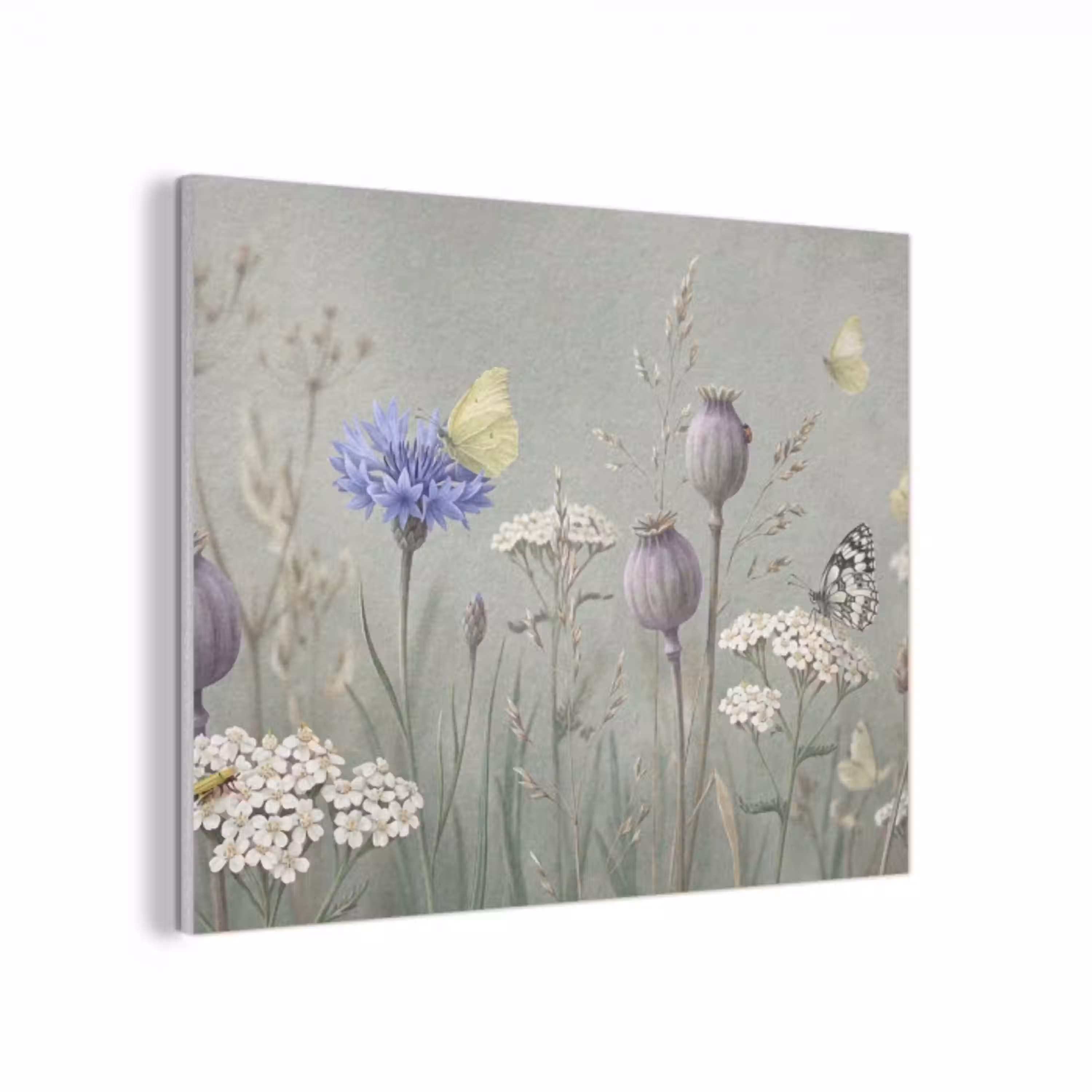 Vlinders - Wildbloemen - Illustratie - Kleurrijk PET vilt klein -3d