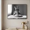 Konijn - Bunny - Zonnebril - Tafelkleed - Pasta - Schattig Textielframe zwart klein -sfeer2