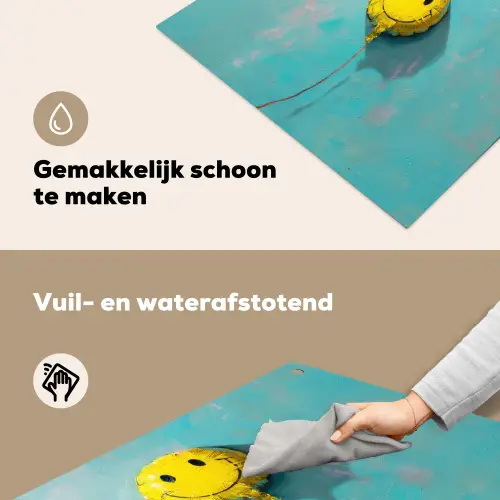 Ballon - Geel - Smiley Inductie beschemer met haakjes middel -ky-schoon-nl