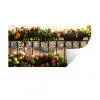 Bloemen - Hek - Stadszicht - Zomer Muursticker klein -3d
