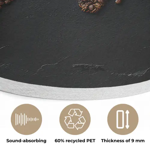 Wereldkaart - Espresso - Zwart Akoestische PET Vilt - Rond klein -closeup_NL