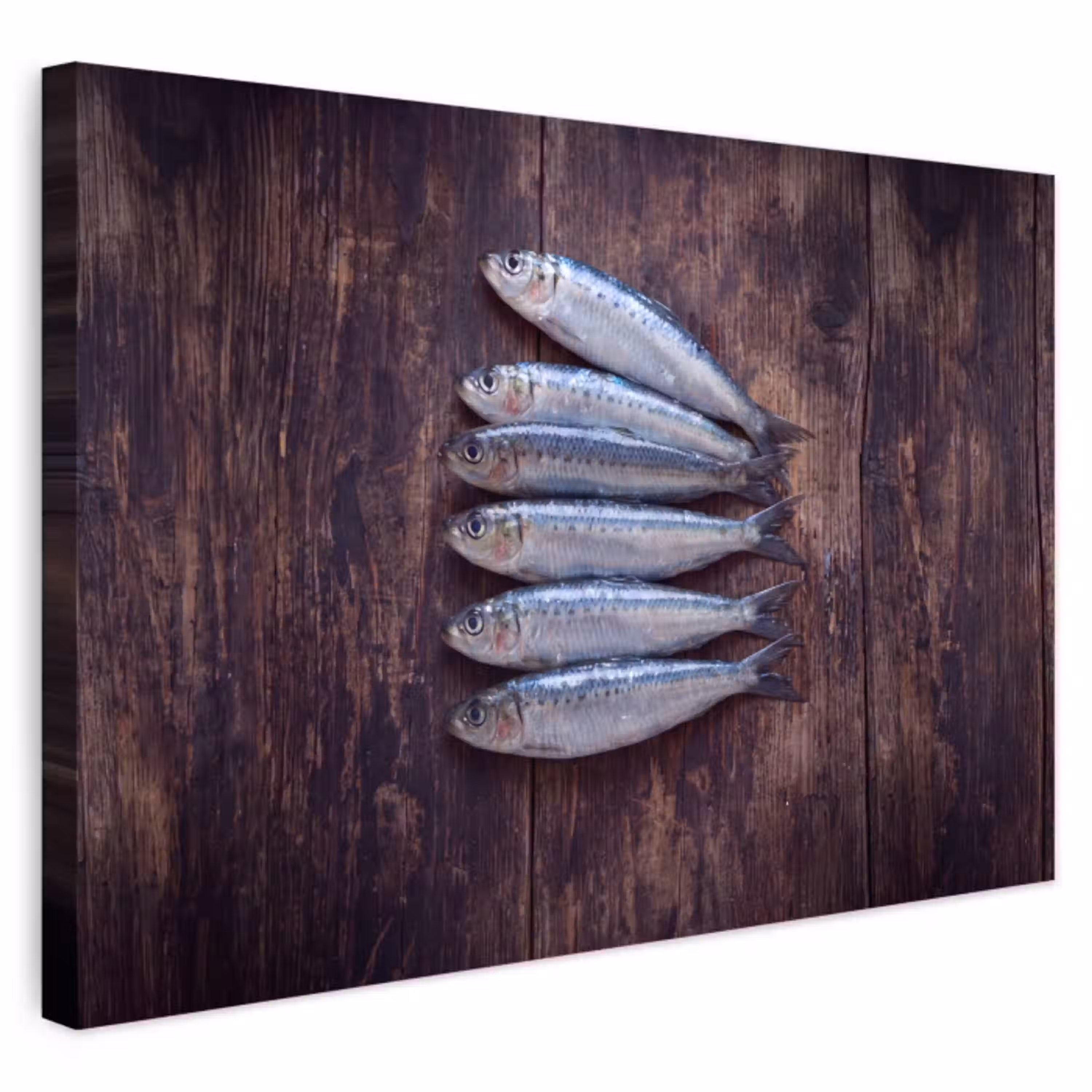 Vis - Hout - Eten Tuinposter op houten frame 2 cm dik klein -3d