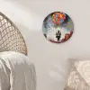 Jongen - Ballonnen - Gebouwen - Kunst Wandcirkel kunststof plaat 5mm dik klein -sfeer5